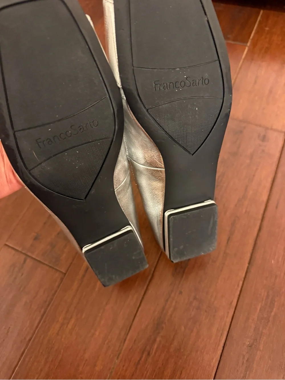 Metallic Silver Buckle Flats - Women